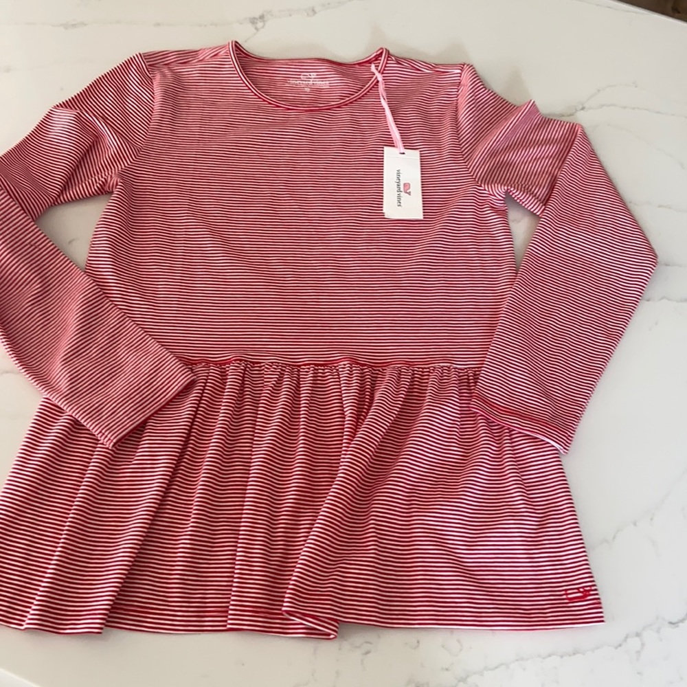 PREP STRIPE XL / 16 NWT NEW GIRLS PEPLUM TOP STRIPE EDGARTOWN CALYPSO RED WHITE